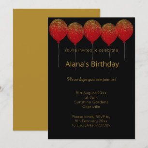 ELEGANT MODERN BLACK RED GOLD INVITATION