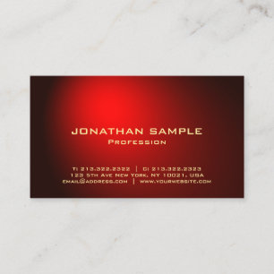 Elegant Modern Black Red Gold Simple Plain Trendy Business Card
