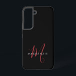 Elegant Modern Black Red Script Monogram Samsung Galaxy Case<br><div class="desc">Elegant Modern Black Red Script Monogram Phone Case.  An elegant red script monogram combined with a clean white san-serif font makes for a contemporary look.</div>