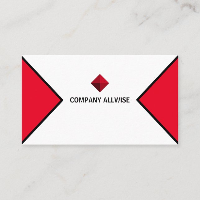 Elegant Modern Black, Red & White Business Card (Front)