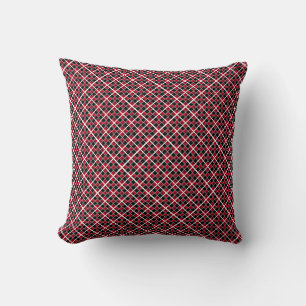 Elegant modern black red white chequered cushion
