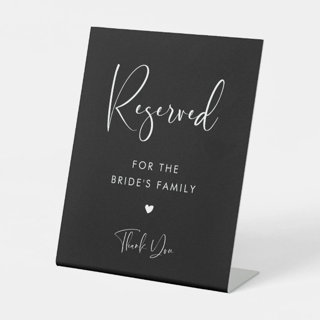 Elegant & Modern Black Reserved for the family Pedestal Sign (Front)
