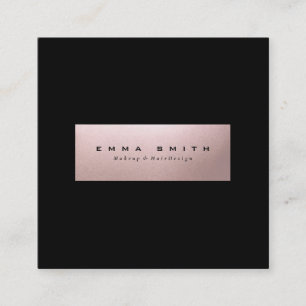 Elegant Modern Black Rose Gold Square Minimalist Square Business Card