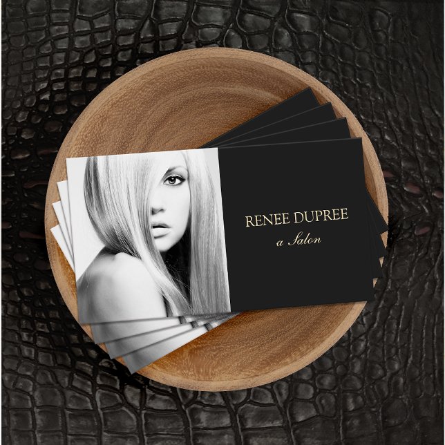 Elegant Modern Black Salon Photography Photo Card (Creator Uploaded)