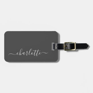 Elegant Modern Black Script Name Personalised Luggage Tag