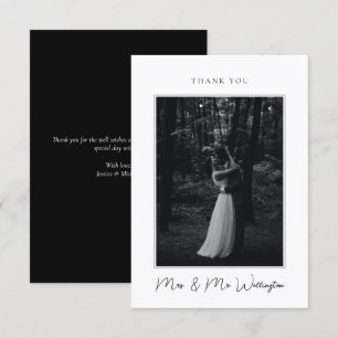 Elegant Modern Black Signature Script Wedding Thank You Card