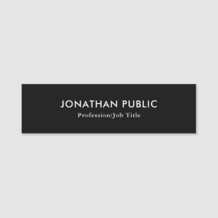 Elegant Modern Black Simple Design Plain Template Name Tag
