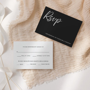 Elegant Modern Black Tie Wedding RSVP Card