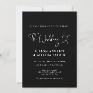 Elegant & modern black wedding invitation