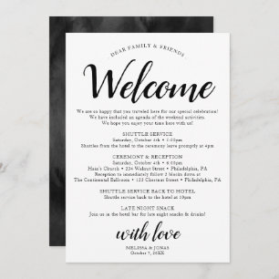 Elegant Modern Black Wedding Itinerary Program Programme