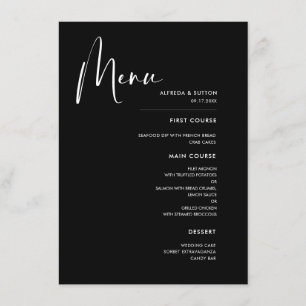 Elegant & modern black wedding menu