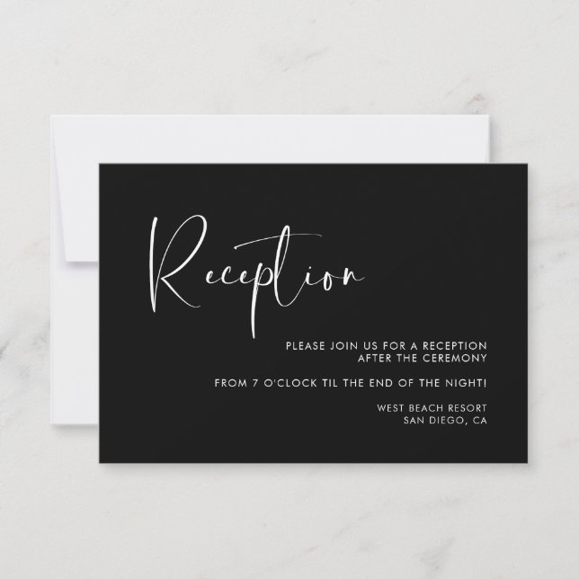 Elegant & modern black wedding reception invitation (Front)