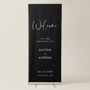 Elegant & Modern Black Welcome to our wedding Retractable Banner