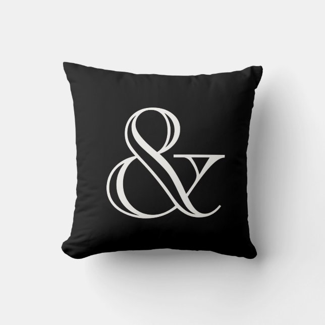 Elegant Modern Black White Ampersand Symbol Cushion (Front)