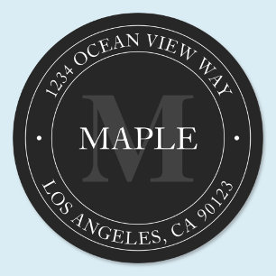 Elegant Modern Black White & Grey Classic Round Sticker