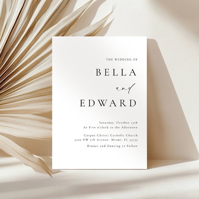 Elegant Modern Black White Minimalist Wedding Invitation (Creator Uploaded)