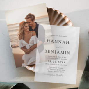 Elegant Modern Black & White Minimalist Wedding Vellum Invitations