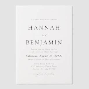 Elegant Modern Black & White Minimalist Wedding Vellum Invitations