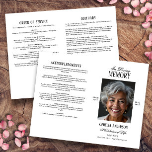 Elegant Modern Black & White Photo Funeral Program