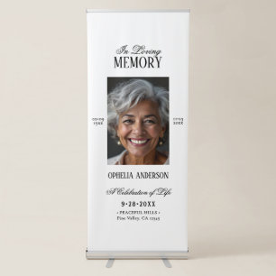 Elegant Modern Black & White Photo Memorial Retractable Banner