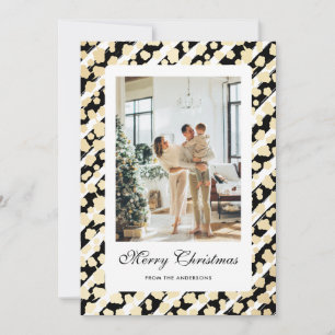 Elegant Modern Black White Photo Merry Christmas Holiday Card
