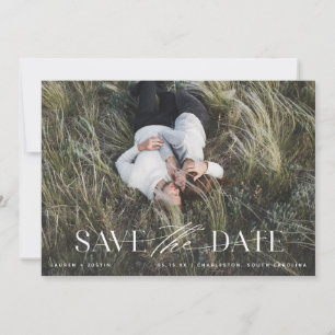 Elegant Modern Black & White Photo Wedding Save Th Save The Date