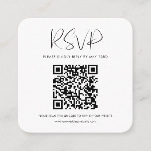Elegant Modern Black & white QR code RSVP response Enclosure Card