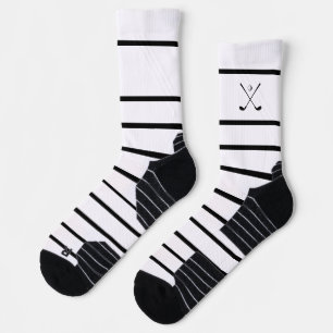 Elegant Modern Black White Stripe Golf Golfer Socks