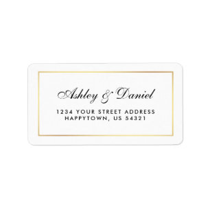 Elegant Modern Black White Wedding Label