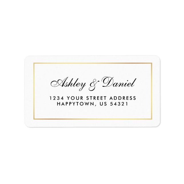 Elegant Modern Black White Wedding Label (Front)