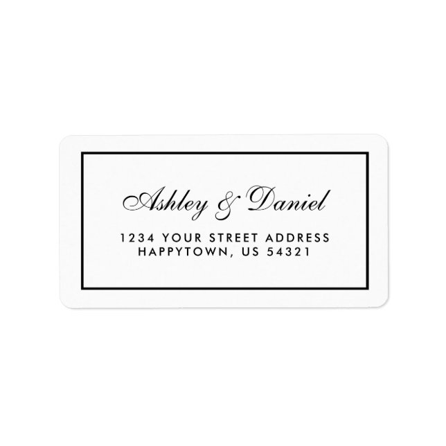Elegant Modern Black & White Wedding Label (Front)