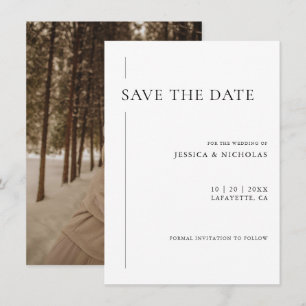 Elegant Modern Black & White Wedding Photo Save The Date