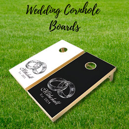 Elegant Modern Black & White Wedding Rings