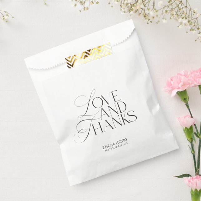 Elegant Modern Black & White Wedding Welcome  Favour Bags (Sealed)