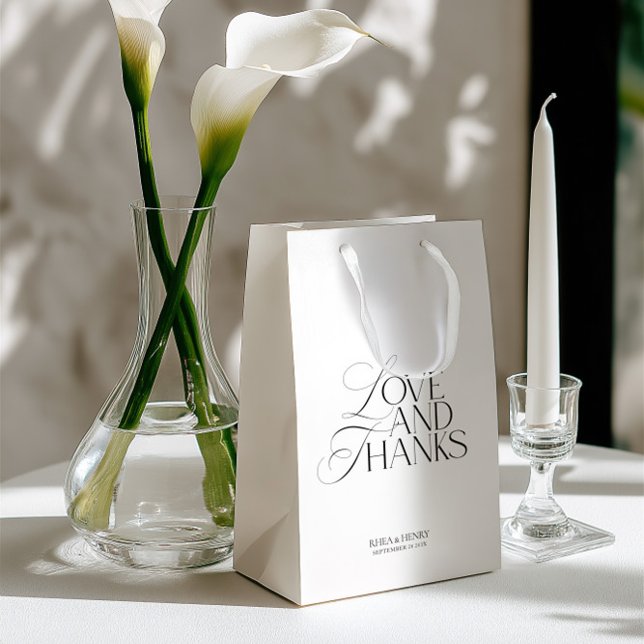 Elegant Modern Black & White Wedding Welcome  Medium Gift Bag (Elegant Modern Black & White Wedding Welcome Medium Gift Bag)