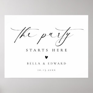 Elegant Modern Black White Wedding Welcome Sign