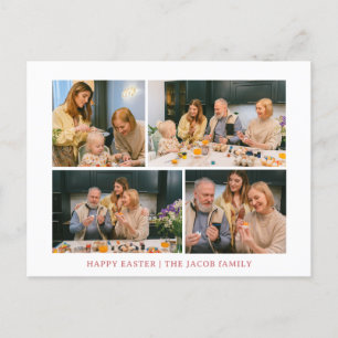 elegant Modern Blessing Easter family Four photo Holiday Postcard