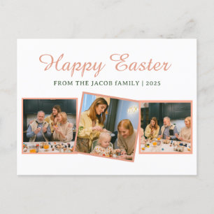 elegant Modern Blessing Easter family Three photo Holiday Postcard