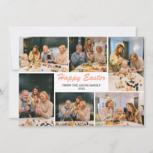 elegant Modern Blessings Easter family 6 photo Holiday Card