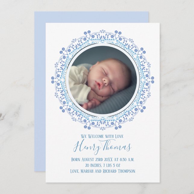 Elegant Modern Blue Baby Simple Sweet (Front/Back)