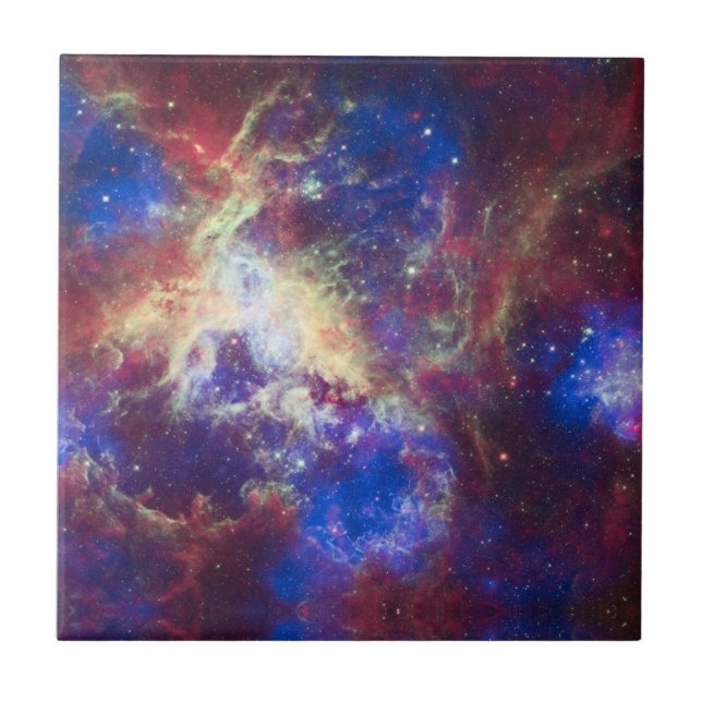 Elegant Modern Blue Black Space Landscape Tile (Front)