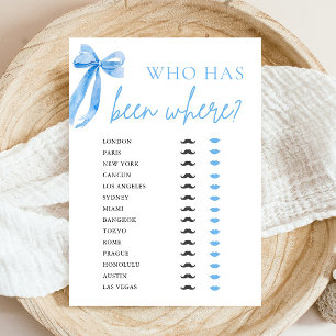 Elegant Modern Blue Bow Who Has Been Where Game  Invitation