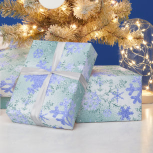 Elegant Modern Blue Christmas Snowflake Pattern Wrapping Paper