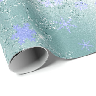 Elegant Modern Blue Christmas Snowflake Pattern Wrapping Paper