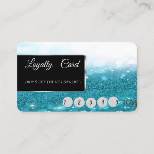 Elegant Modern Blue Glittery Bokeh Loyalty Card