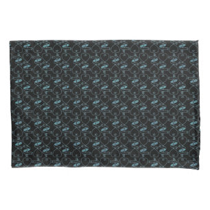 Elegant Modern Blue Hearts and Keys Pattern Pillowcase