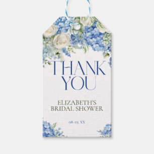 Elegant Modern Blue Hydrangea Floral Thank You Gift Tags