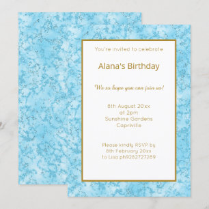 ELEGANT MODERN BLUE MARBLE GLITTER SIMPLE INVITATION