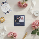 Elegant Modern Blue Photo Thank you Wedding Magnet<br><div class="desc">A favour wedding magnet with a wedding photo, bride and groom names and wedding date. Personalise with your wedding photo and other details. The text is in a script and the background is dark navy blue. An elegant and stylish thank you magnet - great as a gift for your wedding...</div>