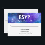 Elegant Modern Blue Purple Galaxy Bat Bar Mitzvah RSVP Card<br><div class="desc">Elegant purple and blue bat bar mitzvah rsvp cards that can be effortlessly personalised for your celebration! The 2 colour modern neon universe design created by Raphaela Wilson can fit into any b'not / b'nai mitzvah plans too. By personalising these cool galaxy bar bat mitzvah rsvp cards further, additional layers...</div>